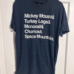 Disney Blue Short Sleeve Tee with Theme Park Icons